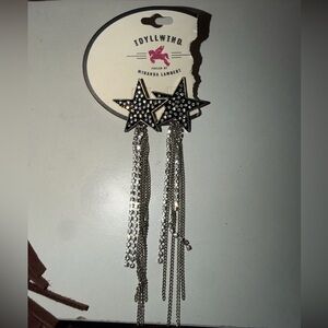 Idyllwind Silver Star Tassel Drop Earrings with Rhinestones